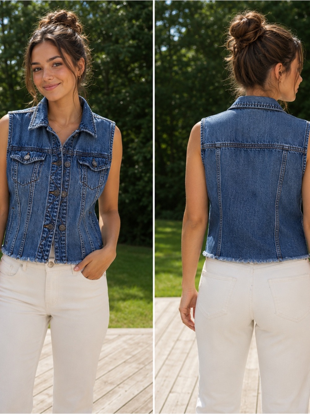 Mudd Blue Denim Vest with Contrast Stitching